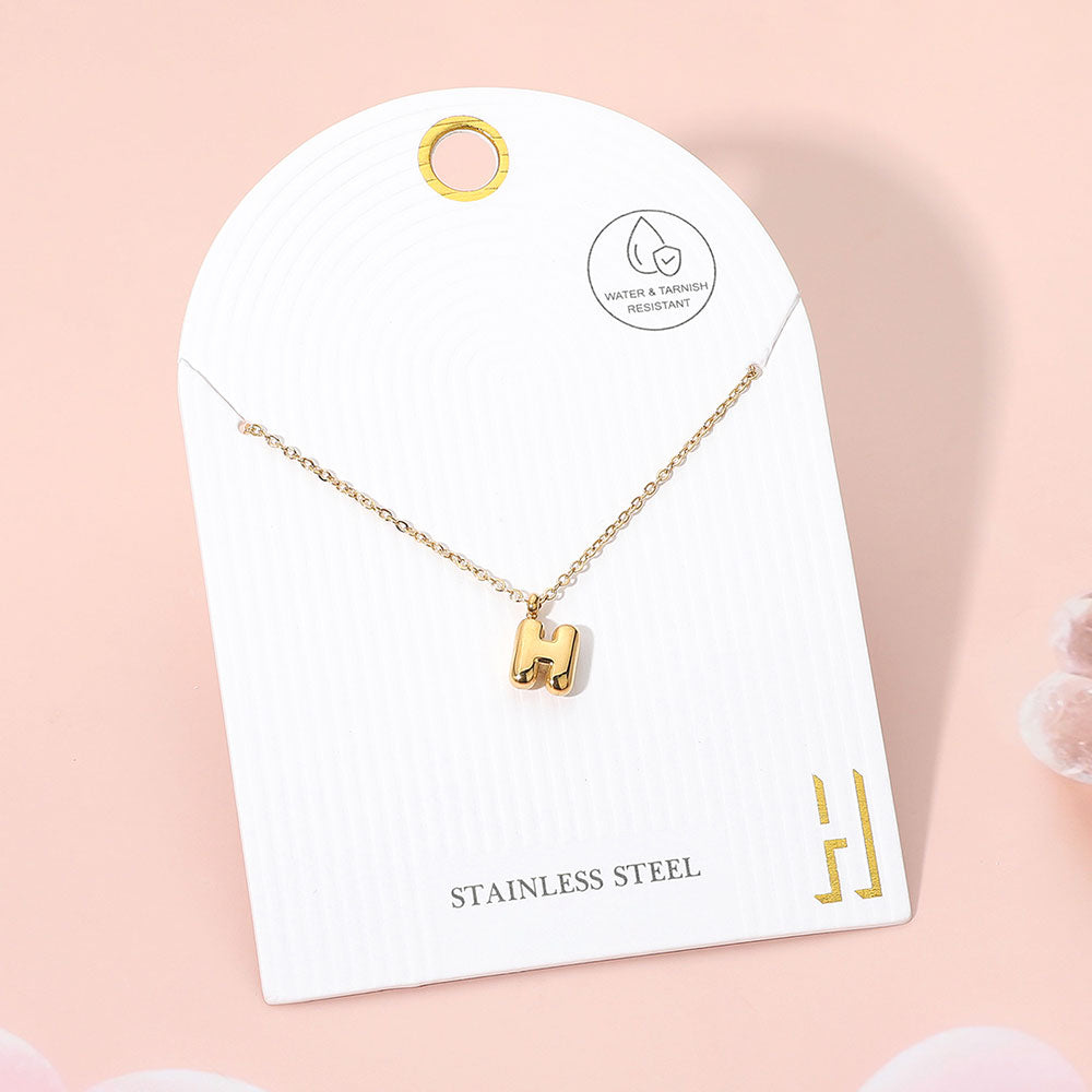Madeline Love Gold, ~H~ -H- Stainless Steel Monogram Pendant Necklace - Jewelry