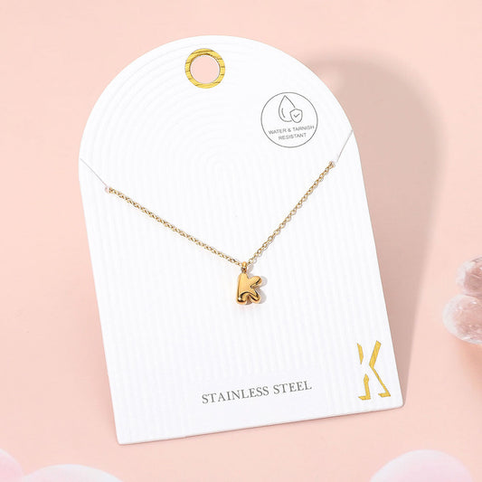 Madeline Love Gold, ~K~ -K- Stainless Steel Monogram Pendant Necklace - Jewelry