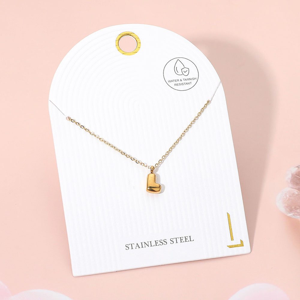 Madeline Love Gold, ~L~ -L- Stainless Steel Monogram Pendant Necklace - Jewelry
