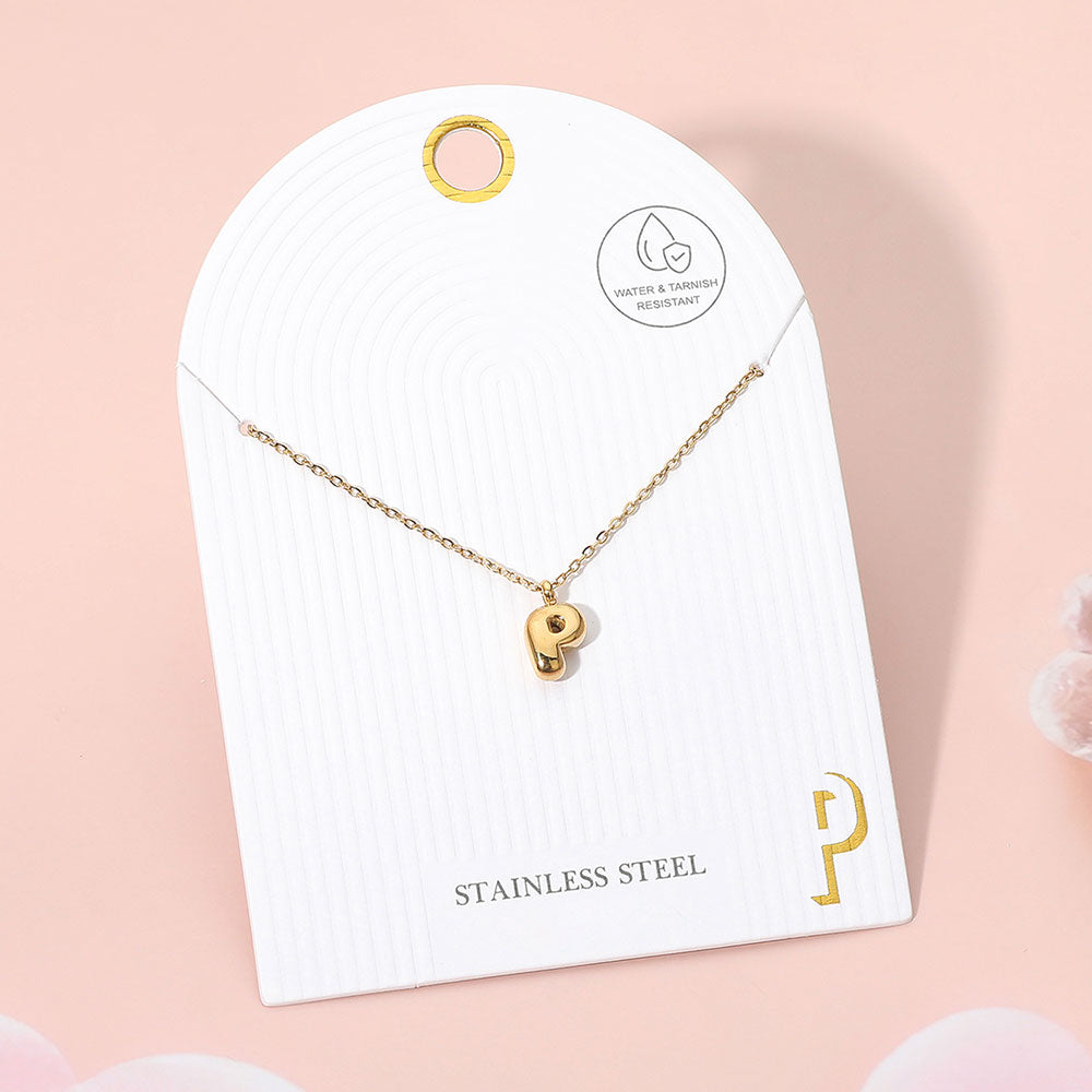 Madeline Love Gold, ~P~ -P- Stainless Steel Monogram Pendant Necklace - Jewelry