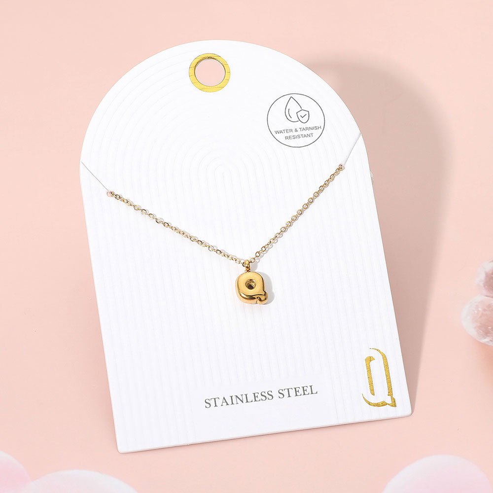 Madeline Love Gold, ~Q~ -Q- Stainless Steel Monogram Pendant Necklace - Jewelry