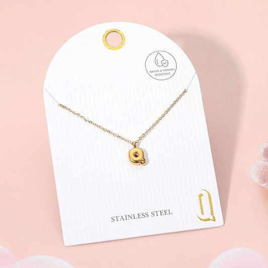 Madeline Love Gold, ~Q~ -Q- Stainless Steel Monogram Pendant Necklace - Jewelry