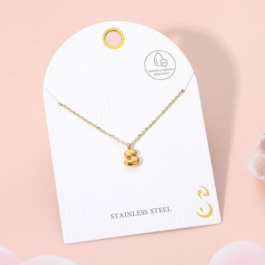 Madeline Love Gold, ~S~ -S- Stainless Steel Monogram Pendant Necklace - Jewelry