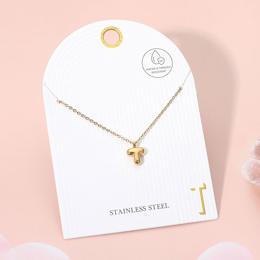 Madeline Love Gold, ~T~ -T- Stainless Steel Monogram Pendant Necklace - Jewelry