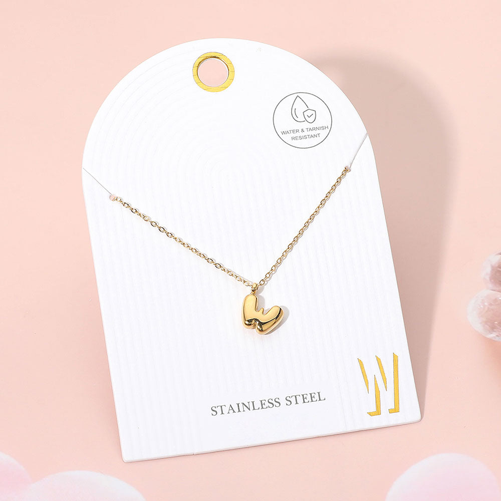 Madeline Love Gold, ~W~ -W- Stainless Steel Monogram Pendant Necklace - Jewelry