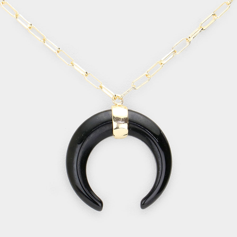 Madeline Love Black Double Horn Pendant Necklace - Necklaces