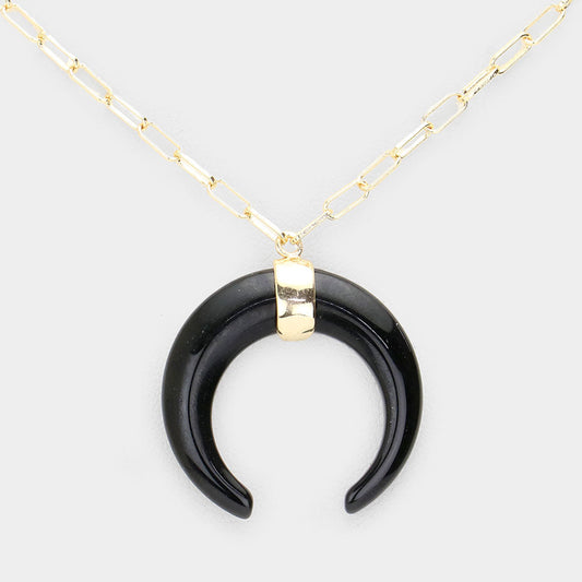 Madeline Love Black Double Horn Pendant Necklace - Necklaces