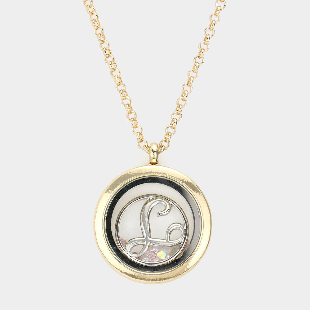 Madeline Love Gold 'T' Initial Monogram Floating Locket Pendant Necklace - Jewelry