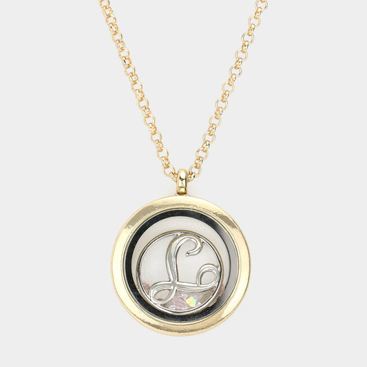 Madeline Love Gold 'T' Initial Monogram Floating Locket Pendant Necklace - Jewelry