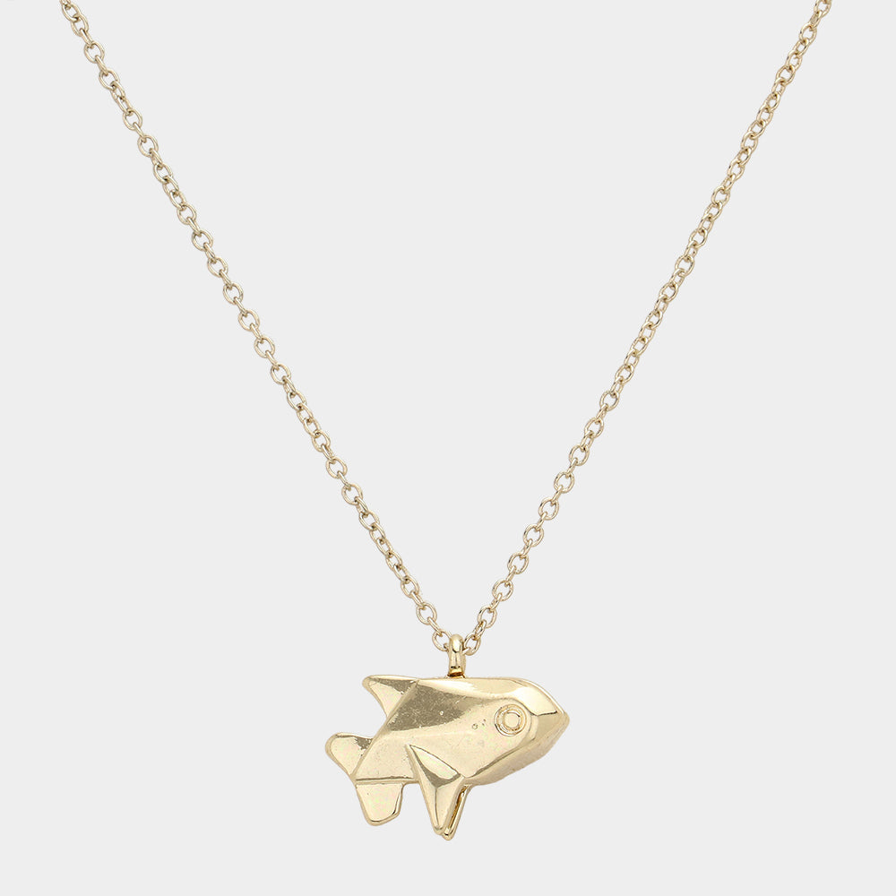 Madeline Love Gold Origami fish pendant necklace - Jewelry