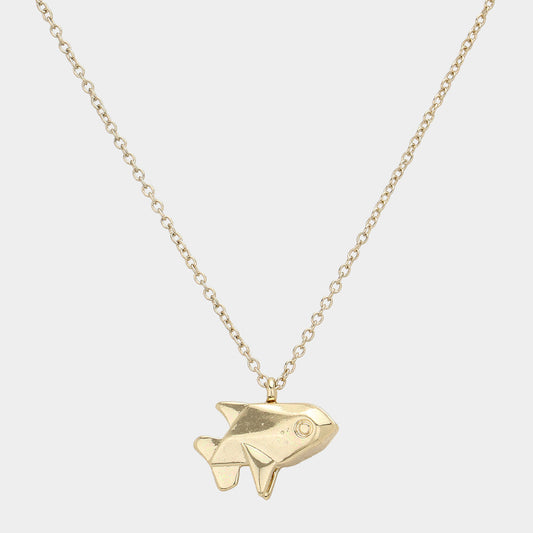 Madeline Love Gold Origami fish pendant necklace - Jewelry