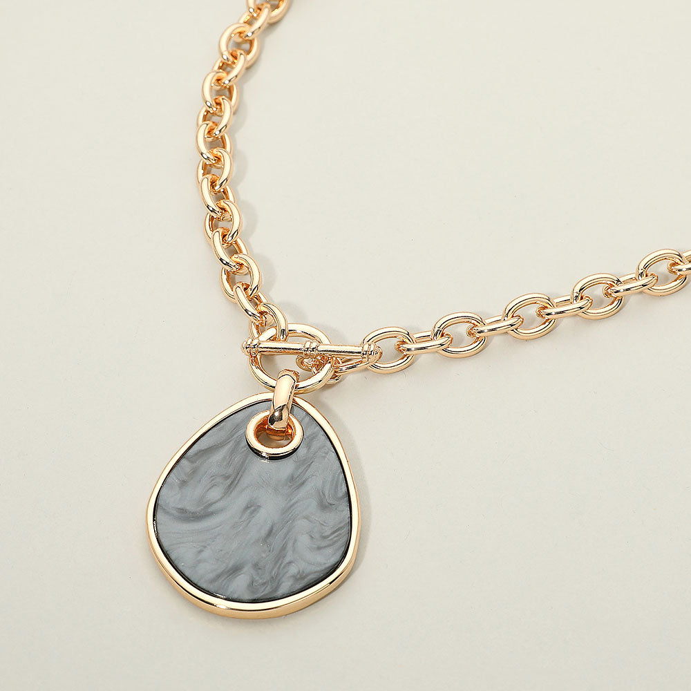 Madeline Love Gray Geometric Resin Drop Pendant Necklace