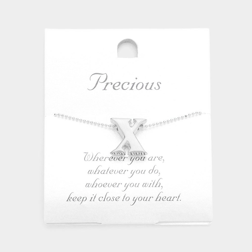 Madeline Love Matte Silver -X- Metal Monogram Initial Pendant Necklace - Necklaces
