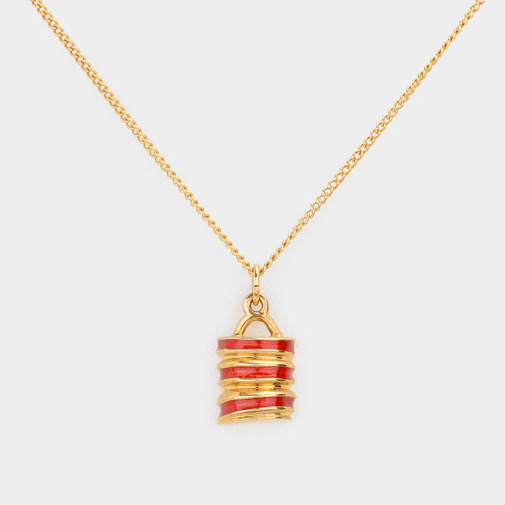 Madeline Love Gold, Red Enamel Metal Pendant Necklace - Necklaces