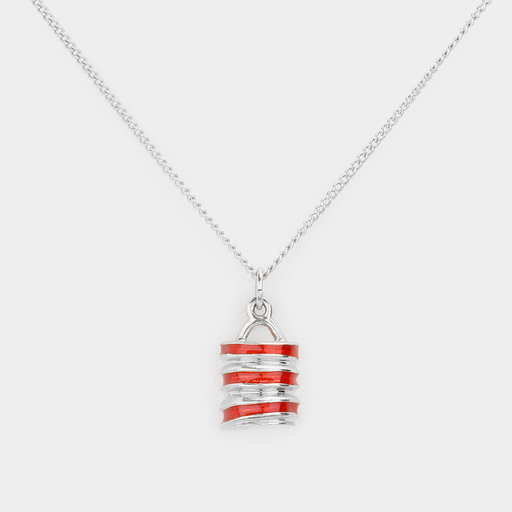 Madeline Love Red, Rhodium Enamel Metal Pendant Necklace - Necklaces