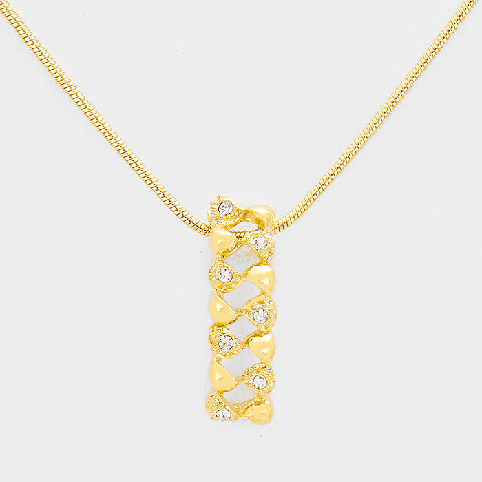 Madeline Love Clear, Gold Geometric Rhinestone Pendant Necklace - Jewelry