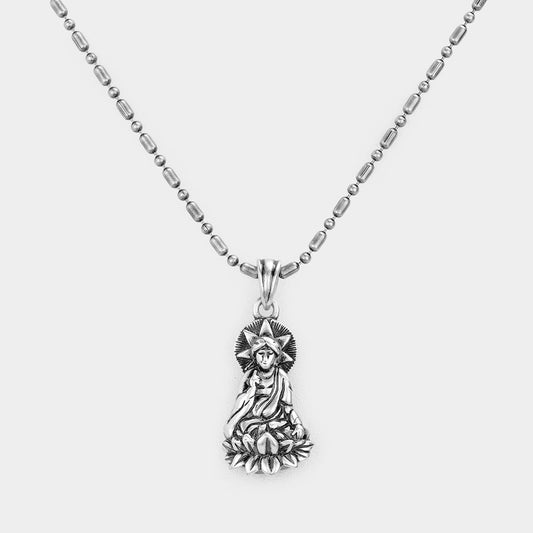 Madeline Love Rhodium Metal Buddha Pendant Necklace - Necklaces