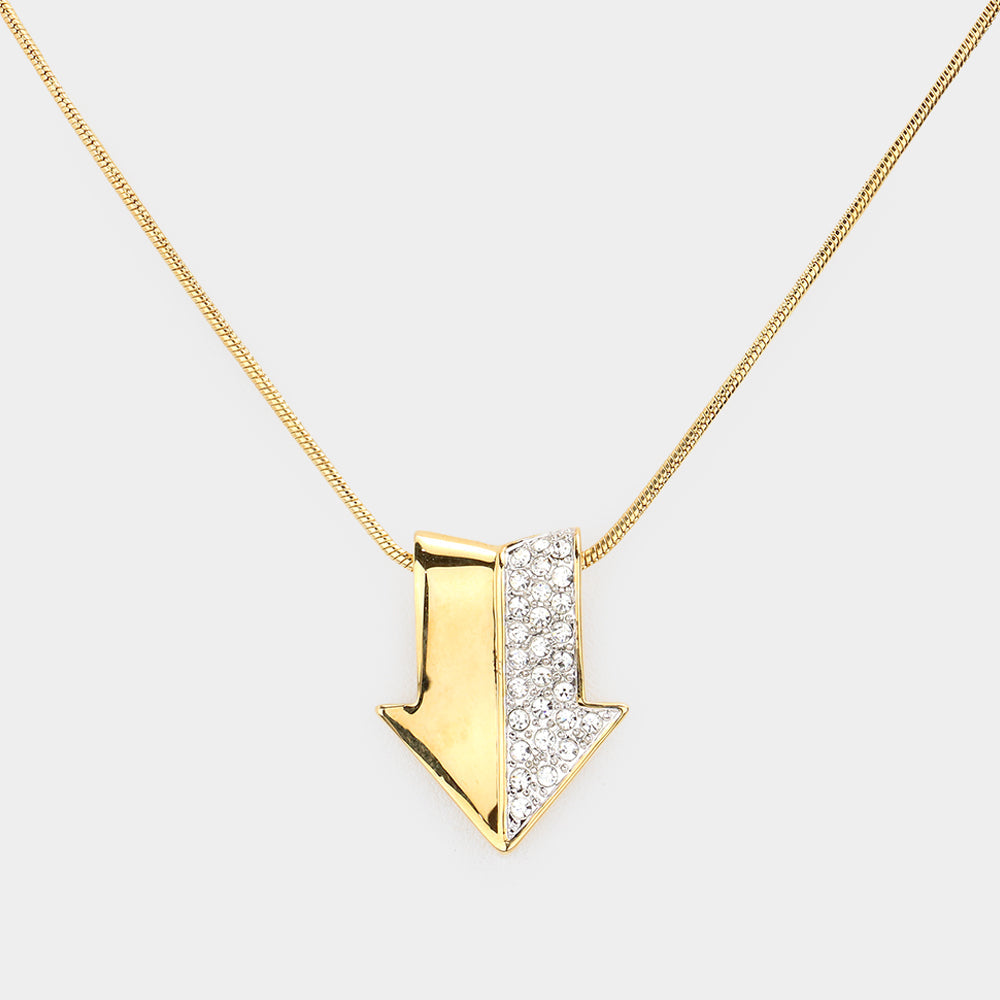 Madeline Love Gold Half pave arrow pendant necklace - Necklaces