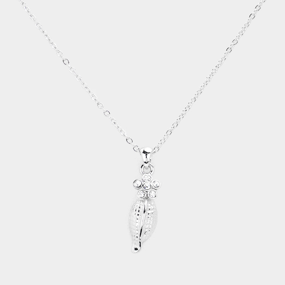 Madeline Love Rhodium Rhinestone Embellished Flower Pendant Necklace - Necklaces