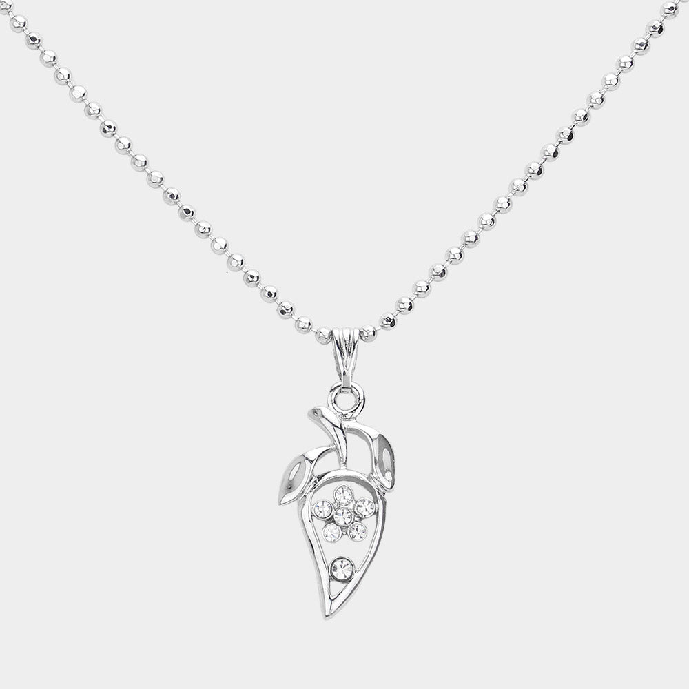 Madeline Love Rhodium Rhinestone Pointed Fruit Pendant Necklace - Jewelry