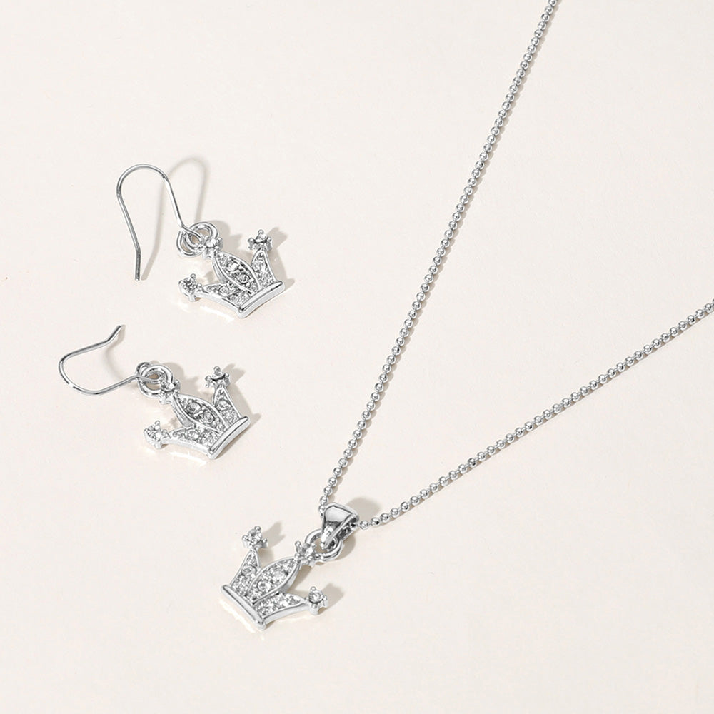Madeline Love Rhodium Rhinestone Embellished Crown Pendant Necklace - Necklaces