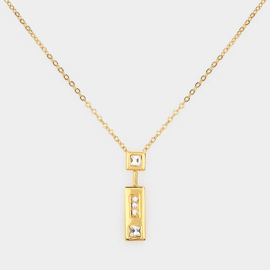 Madeline Love Gold Rhinestone Rectangular Pendant Necklace - Necklaces