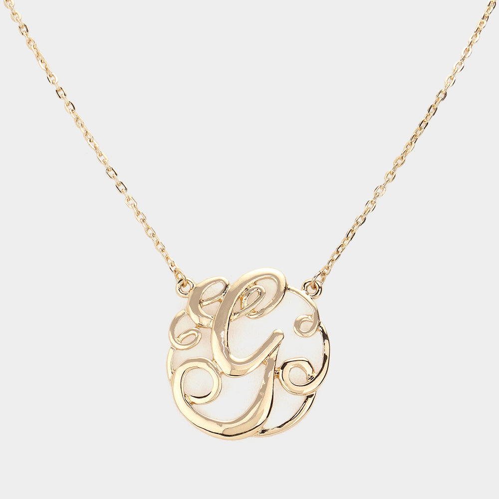 Madeline Love Gold G - Circle Script Initial Monogram Pendant Necklace - Jewelry