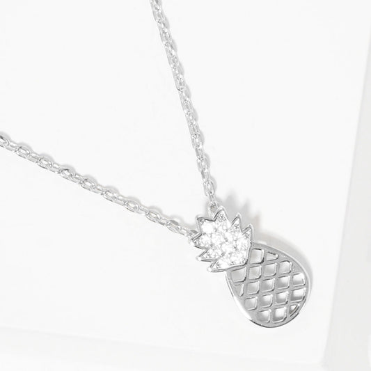 Madeline Love Clear, Rhodium Rhinestone Pineapple Pendant Necklace - Jewelry