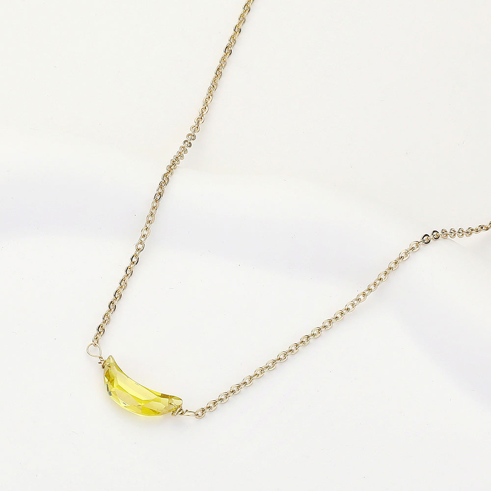 Madeline Love Gold, Yellow CZ Crescent Moon Stone Pendant Necklace - Necklaces