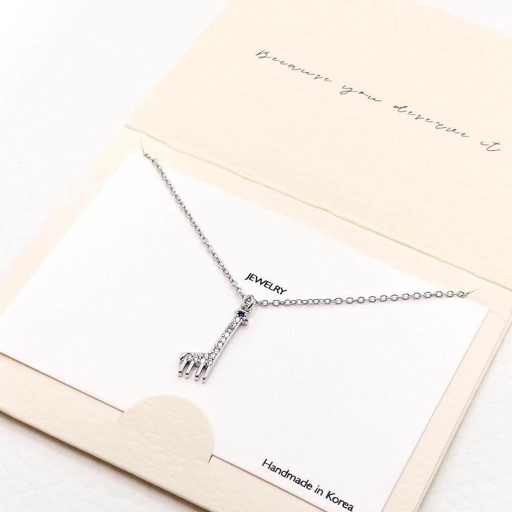 Madeline Love Silver Rhinestone Embellished Metal Giraffe Pendant Necklace - Jewelry