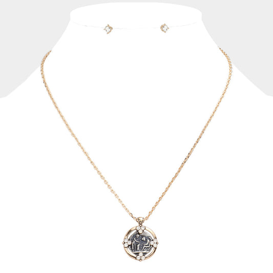 Madeline Love Clear, Gold, Silver Burnished "Faith Strength Courage" Angel Pendant necklace - Jewelry