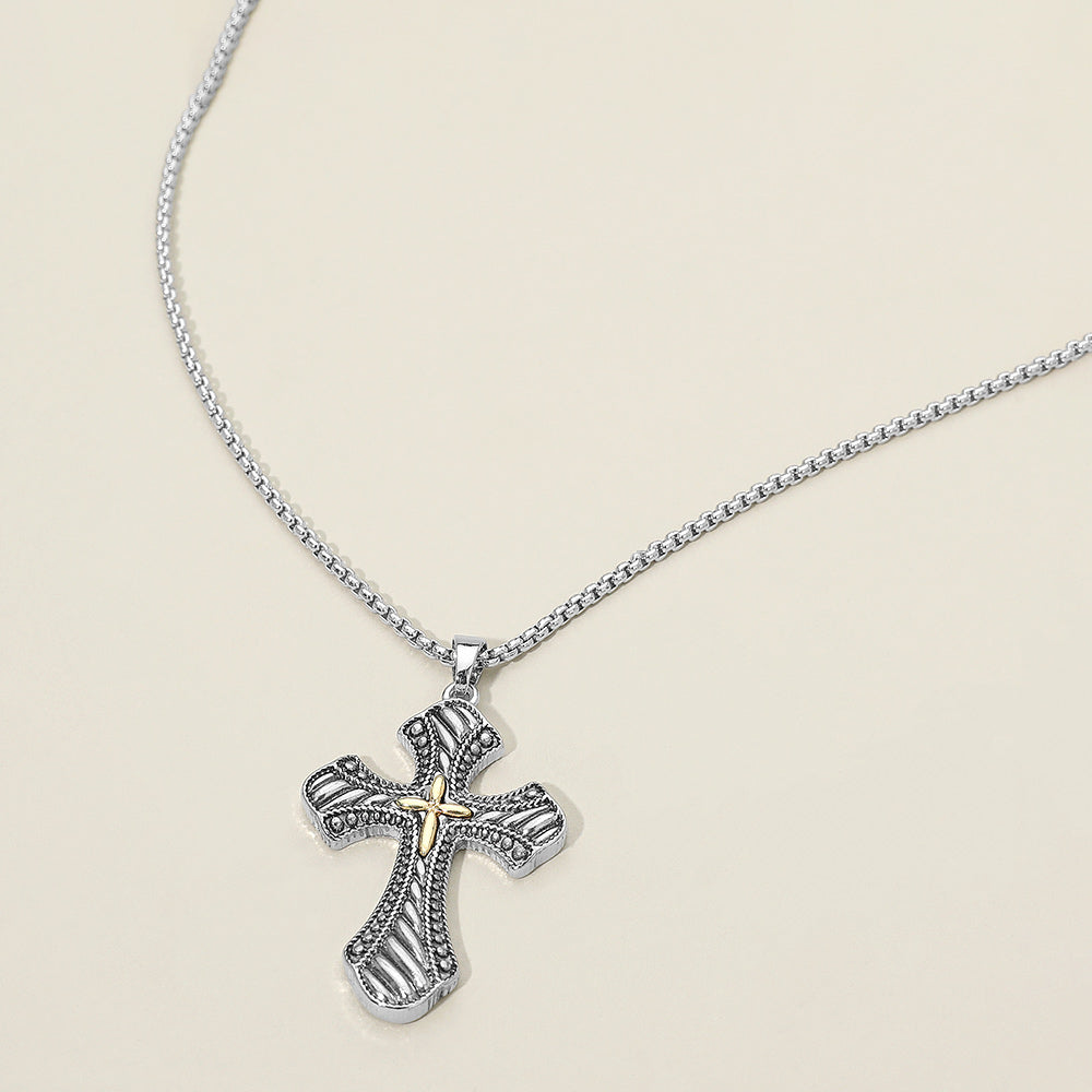 Madeline Love Two Tone Two Tone Metal Ornate Cross Pendant Necklace - Necklaces