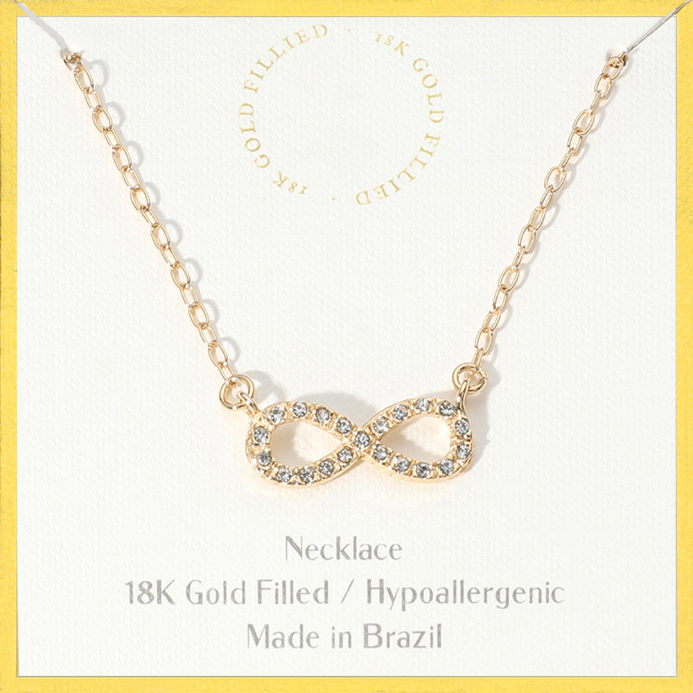 Madeline Love Gold 18K Gold Filled Hypoallergenic Stone Paved Infinity Pendant Necklace - Necklaces