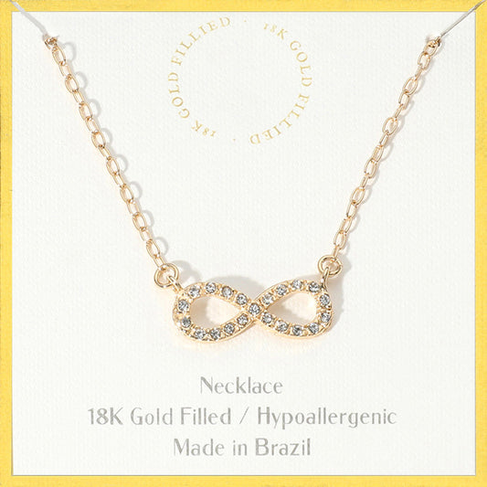 Madeline Love Gold 18K Gold Filled Hypoallergenic Stone Paved Infinity Pendant Necklace - Necklaces