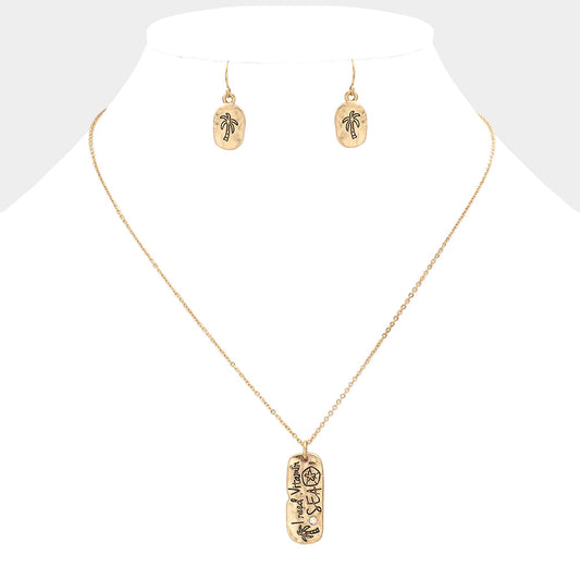 Madeline Love Worn Gold I Need Vitamin Sea Metal Bar Pendant Necklace - Necklaces