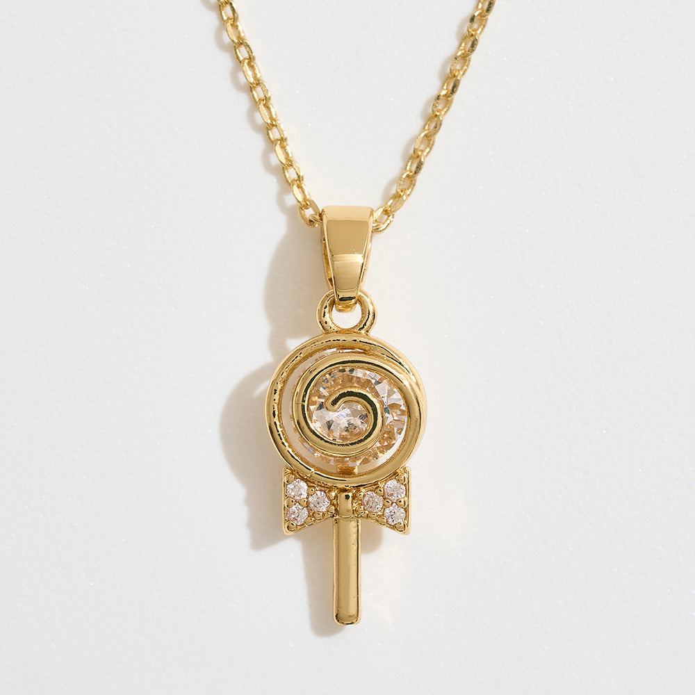Madeline Love Gold 14K Gold Dipped CZ Stone Accent Lollipop Pendant Necklace - Jewelry