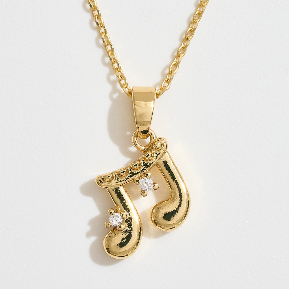 Madeline Love Gold 14K Gold Dipped CZ Stone Accent Musical Note Pendant Necklace - Jewelry