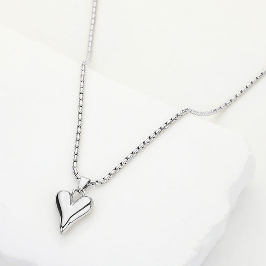 Madeline Love Rhodium Stainless Steel Heart Pendant Necklace