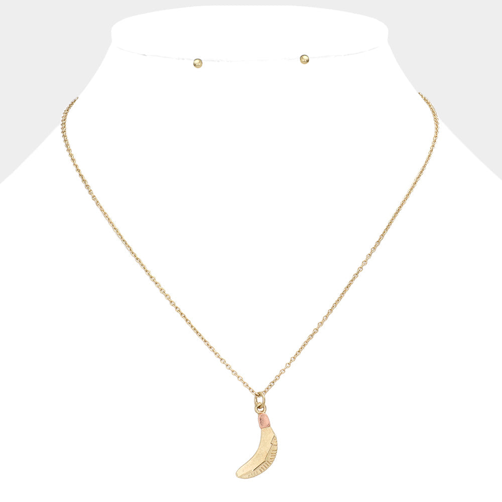 Madeline Love Rose Gold , Worn Gold Two Tone Metal Banana Pendant Necklace - Necklaces