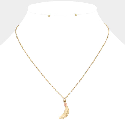 Madeline Love Rose Gold , Worn Gold Two Tone Metal Banana Pendant Necklace - Necklaces