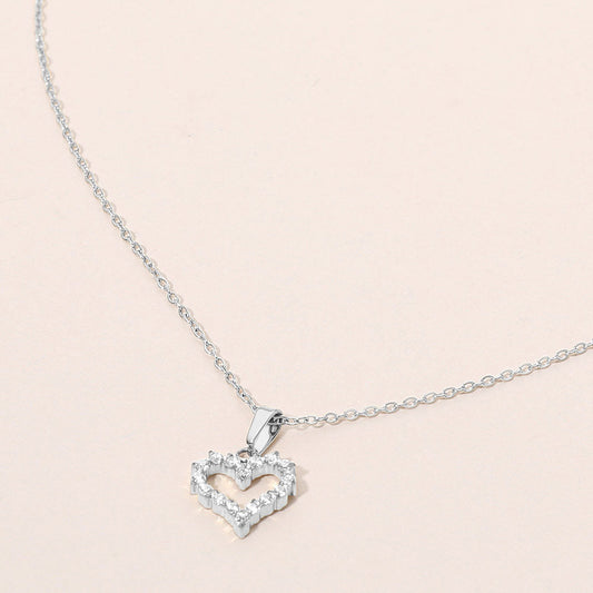 Madeline Love Rhodium SECRET BOX_Stainless Steel Stone Paved Open Heart Pendant Necklace - Jewelry