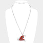 Rhodium Pearl Pointed Enamel Christmas Santa Claus Hat Pendant Necklace