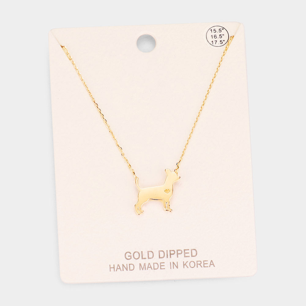 Madeline Love Gold Gold Dipped French Boston Terrier Dog Heart Pendant Necklace - Necklaces