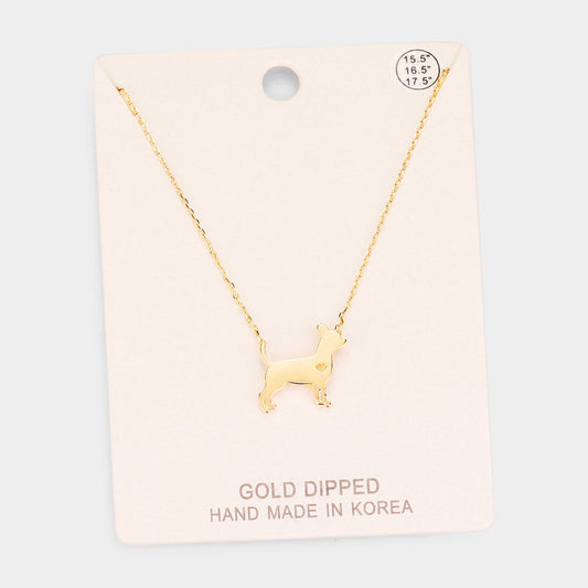 Madeline Love Gold Gold Dipped French Boston Terrier Dog Heart Pendant Necklace - Necklaces