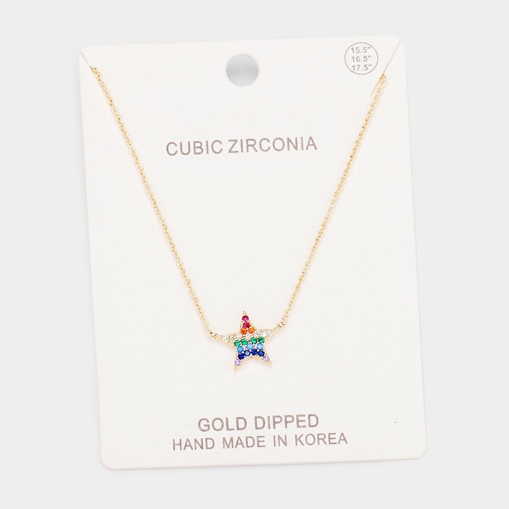 Madeline Love Gold, Multi Gold Dipped Cubic Zirconia Star Pendant Necklace - Necklaces