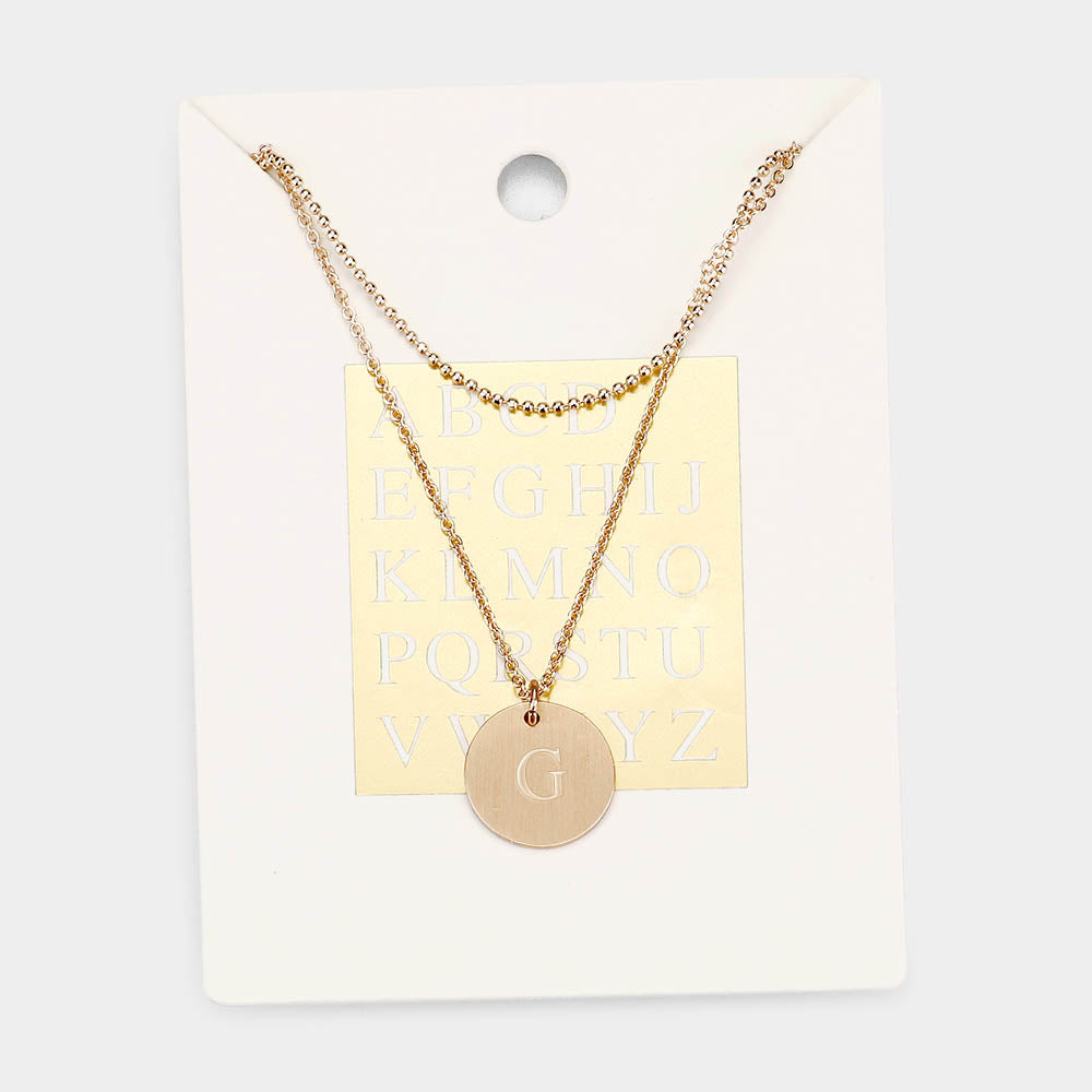Madeline Love Gold -G- Initial Monogram Round Metal Pendant Necklace - Necklaces