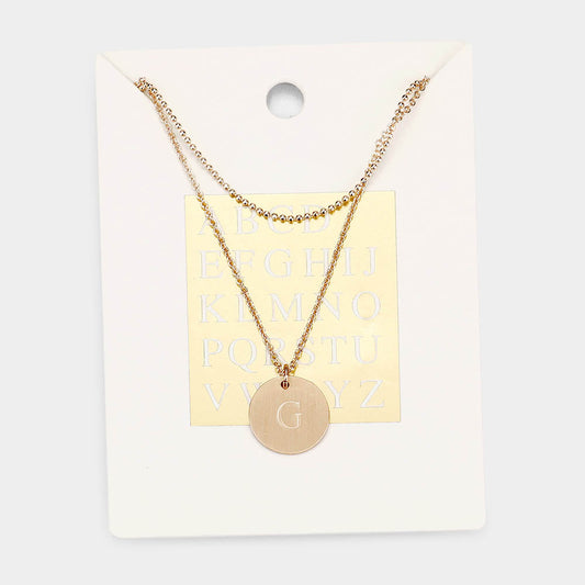 Madeline Love Gold -G- Initial Monogram Round Metal Pendant Necklace - Necklaces
