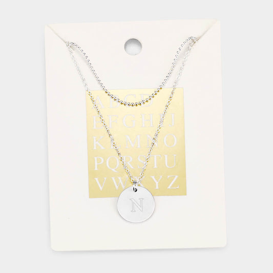 Madeline Love Silver -N- Initial Monogram Round Metal Pendant Necklace - Necklaces