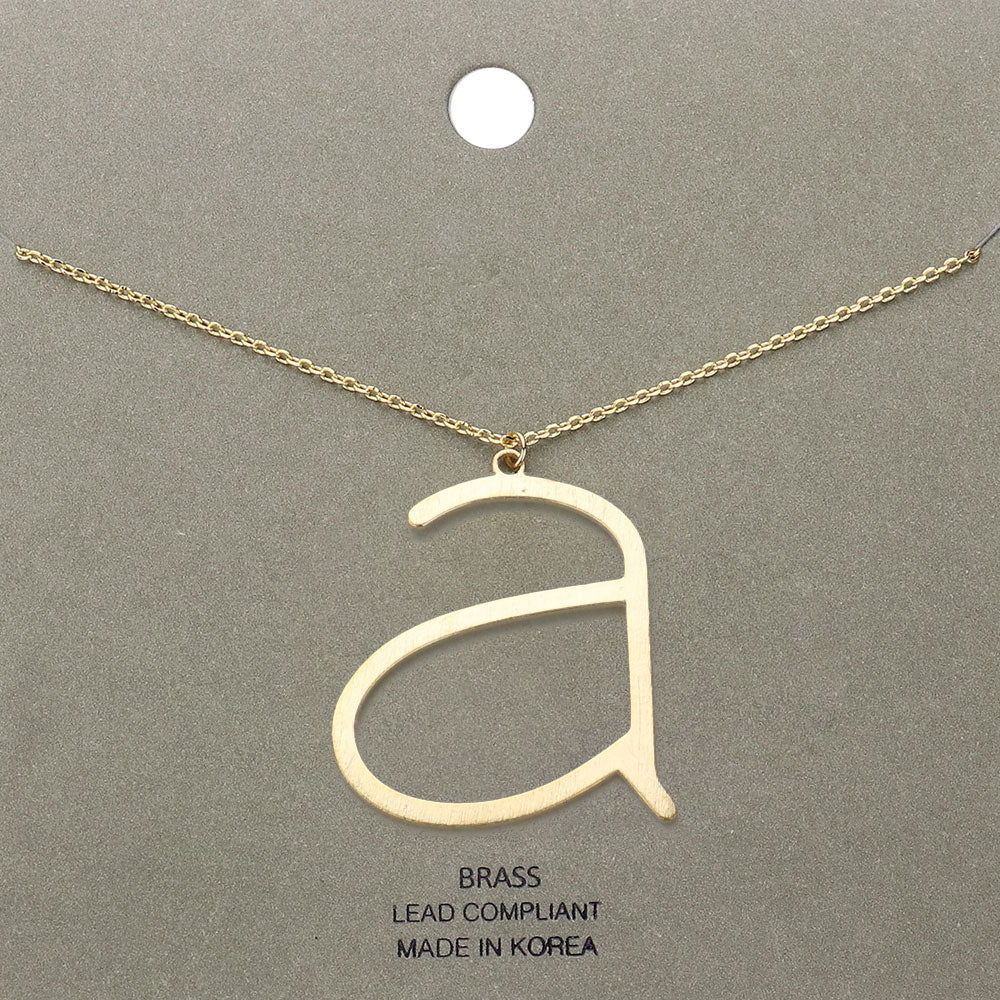 Madeline Love Gold, ~A~ -a- Brass Initial Monogram Metal Pendant Necklace - Necklaces