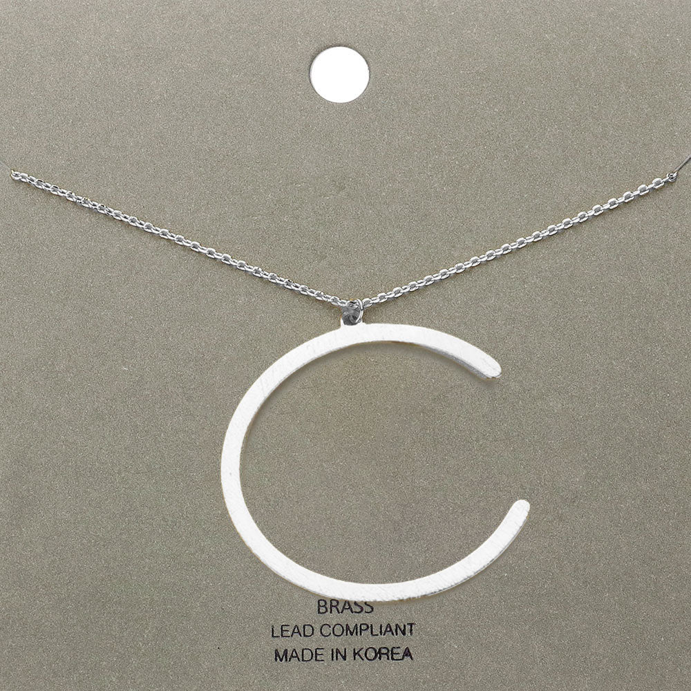 Madeline Love Rhodium, ~C~ -c- Brass Initial Monogram Metal Pendant Necklace - Necklaces